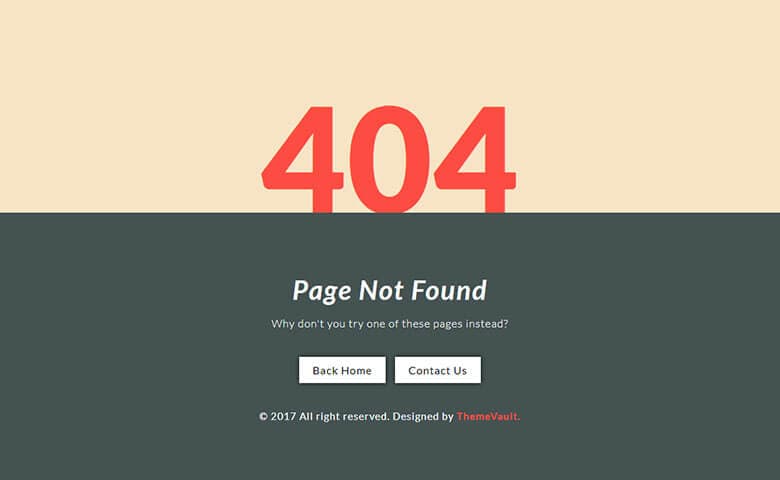 Simple looking 404 error page template