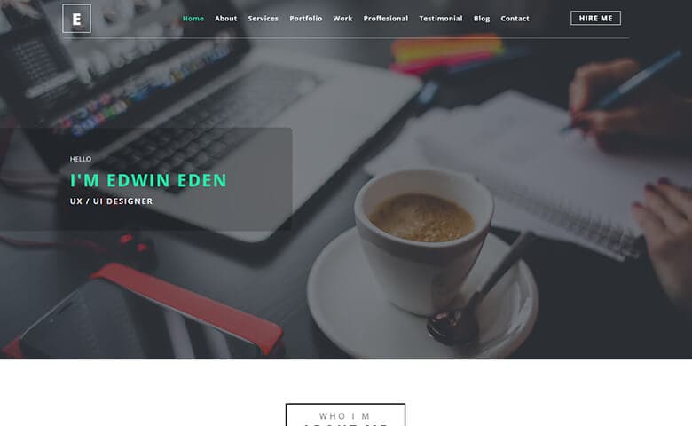 Edwin-Eden  Responsive UX Designer Portfolio Template HTML5