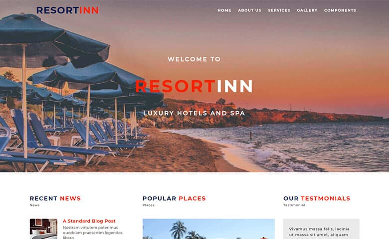 ResortIn  Responsive Free Resort Website Template HTML5
