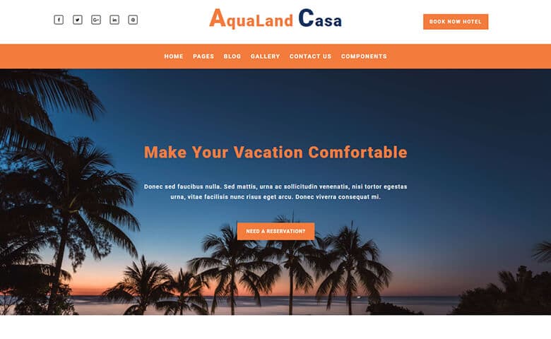 AquaLand Casa  Responsive Travel Company Website Template Free