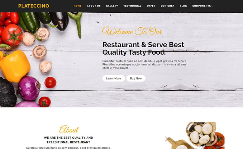 Plateccino  HTML5 Responsive Restaurant Website Templates