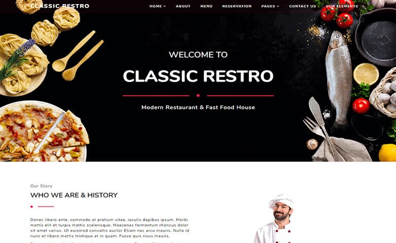 ClassicRestro  HTML5 Restaurant Menu Layout Template Free