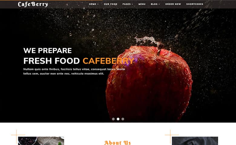 CafeBerry  Responsive Free HTML5 Restaurant Website Templates