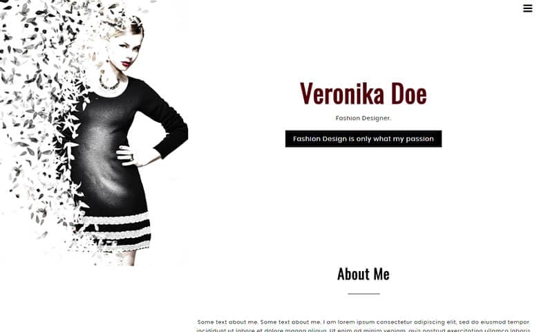 VeronikaDoe  Free Fashion Design Portfolio Template HTML5