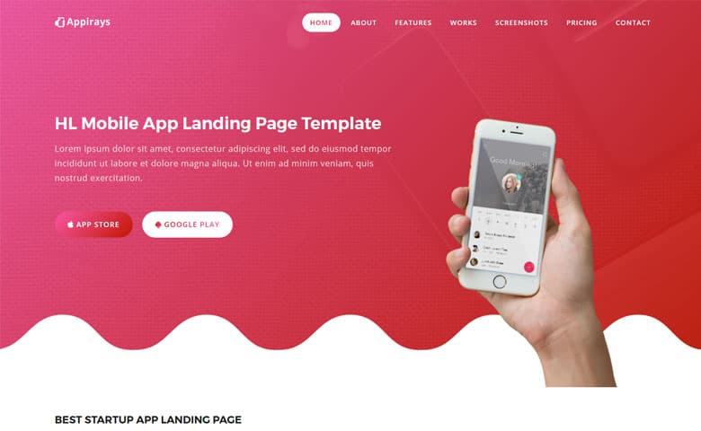Appirays - Responsive App Landing Page Design Template HTML5