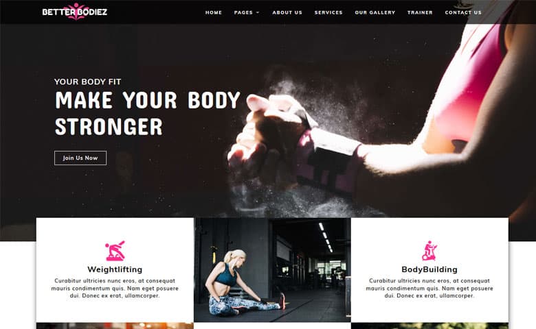 BetterBodiez  Responsive Fitness Website Design Template
