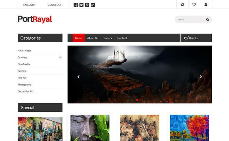 Portrayal- Free Online Art Gallery Website Template