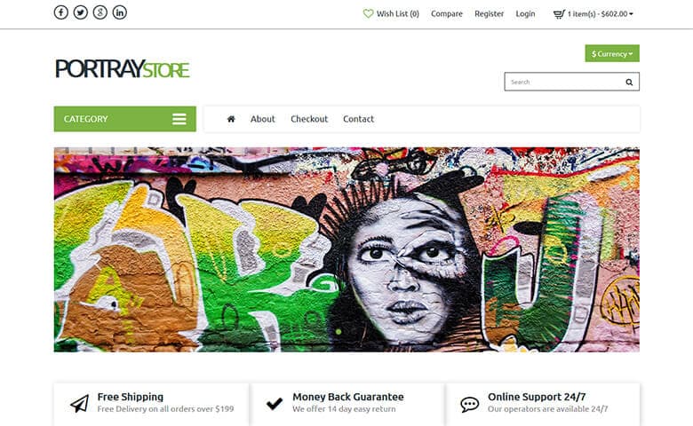 Portraystore  Responsive Art Gallery Website Design Template