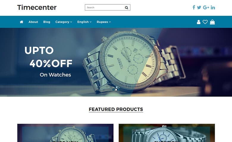 Timecenter  Responsive Watch Ecommerce Website Template