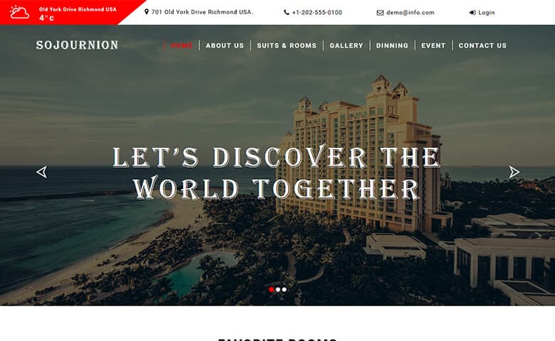 Sojournion- Free Responsive Hotel Website Template