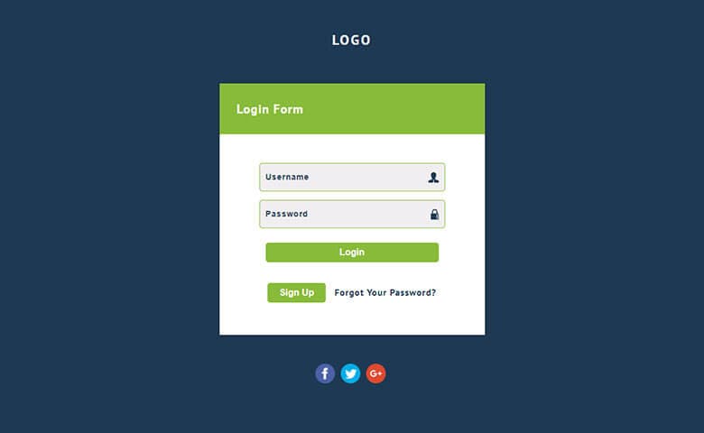 Simple Plain Login Form Widget Template