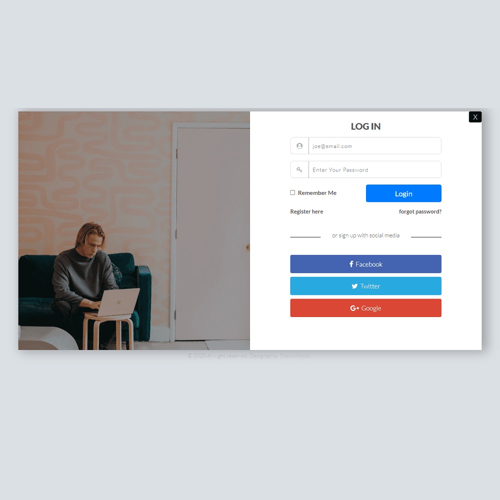 Modal Layout Login Form
